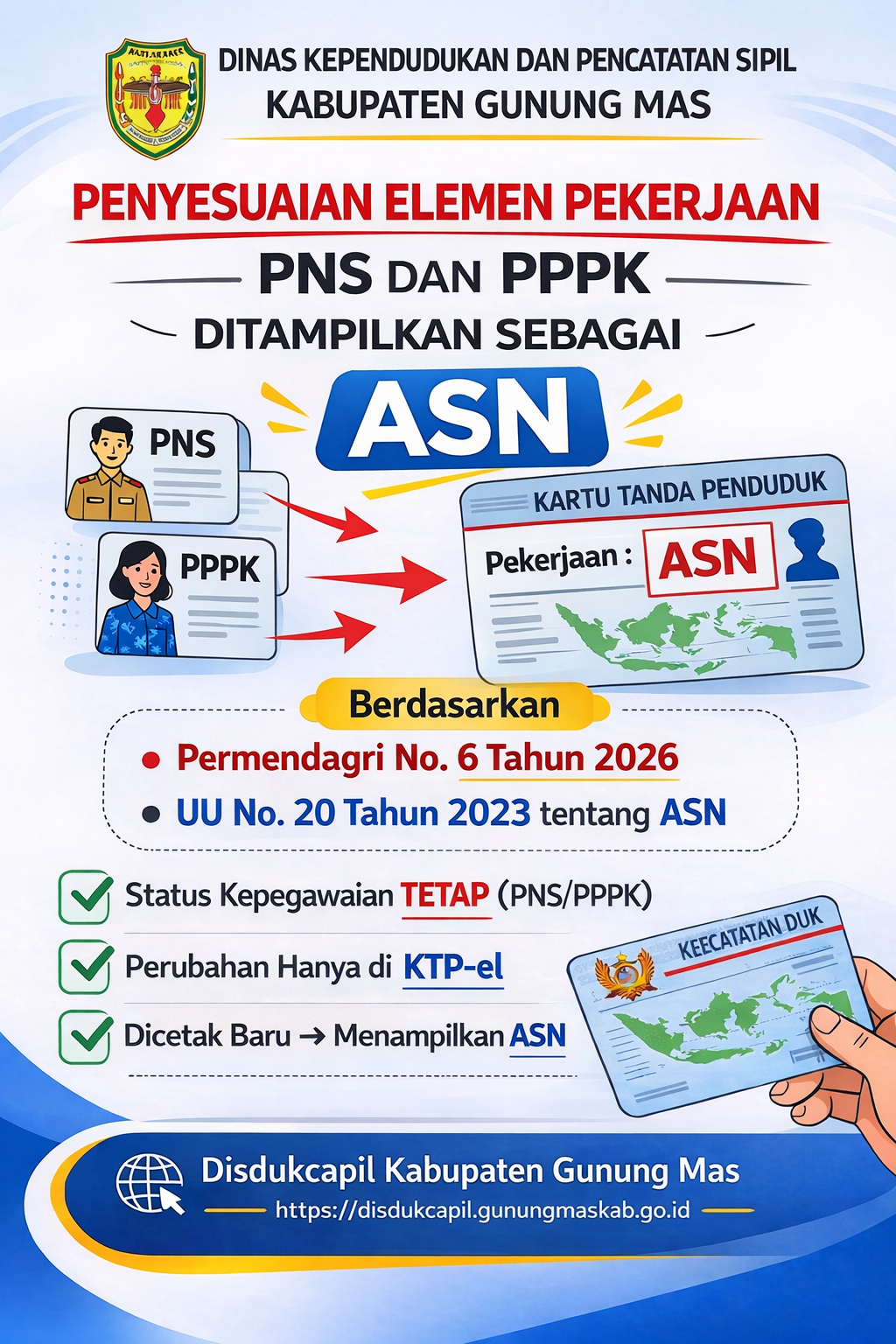 Penyesuaian Elemen Pekerjaan pada KTP-el: PNS dan PPPK Ditampilkan sebagai ASN