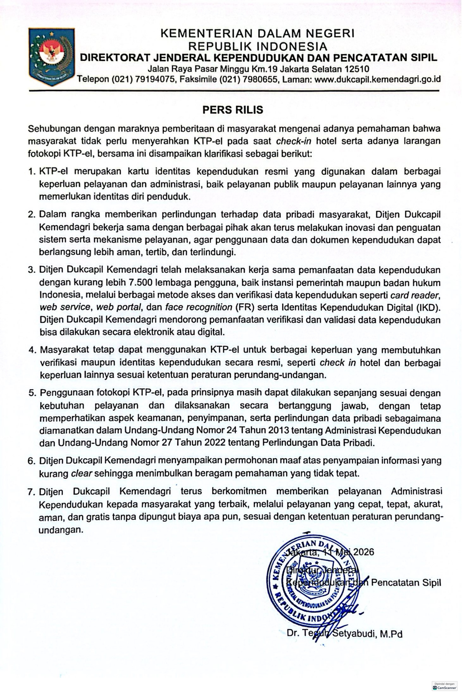 Klarifikasi Ditjen Dukcapil: KTP-el Tetap Digunakan untuk Check-in Hotel dan Urusan Administrasi